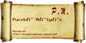 Puczkó Mátyás névjegykártya